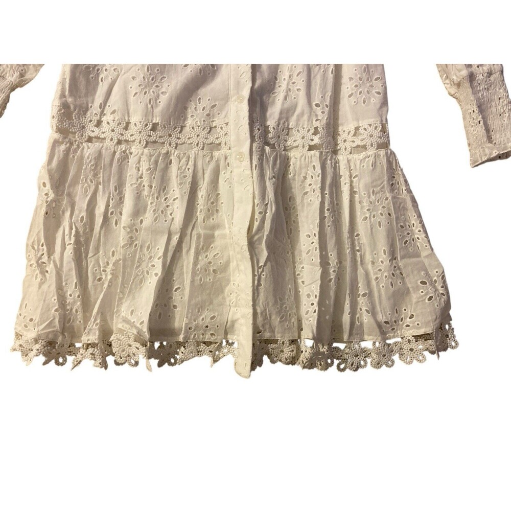 Anthropologie Beulah Women’s White Embroidered Dress sz Small long sleeve - Picture 4 of 15